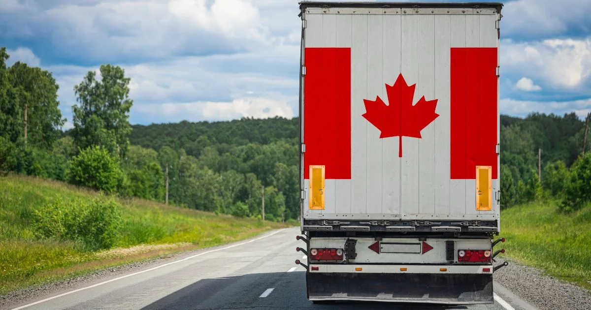 Truck with Canadian flag on highway